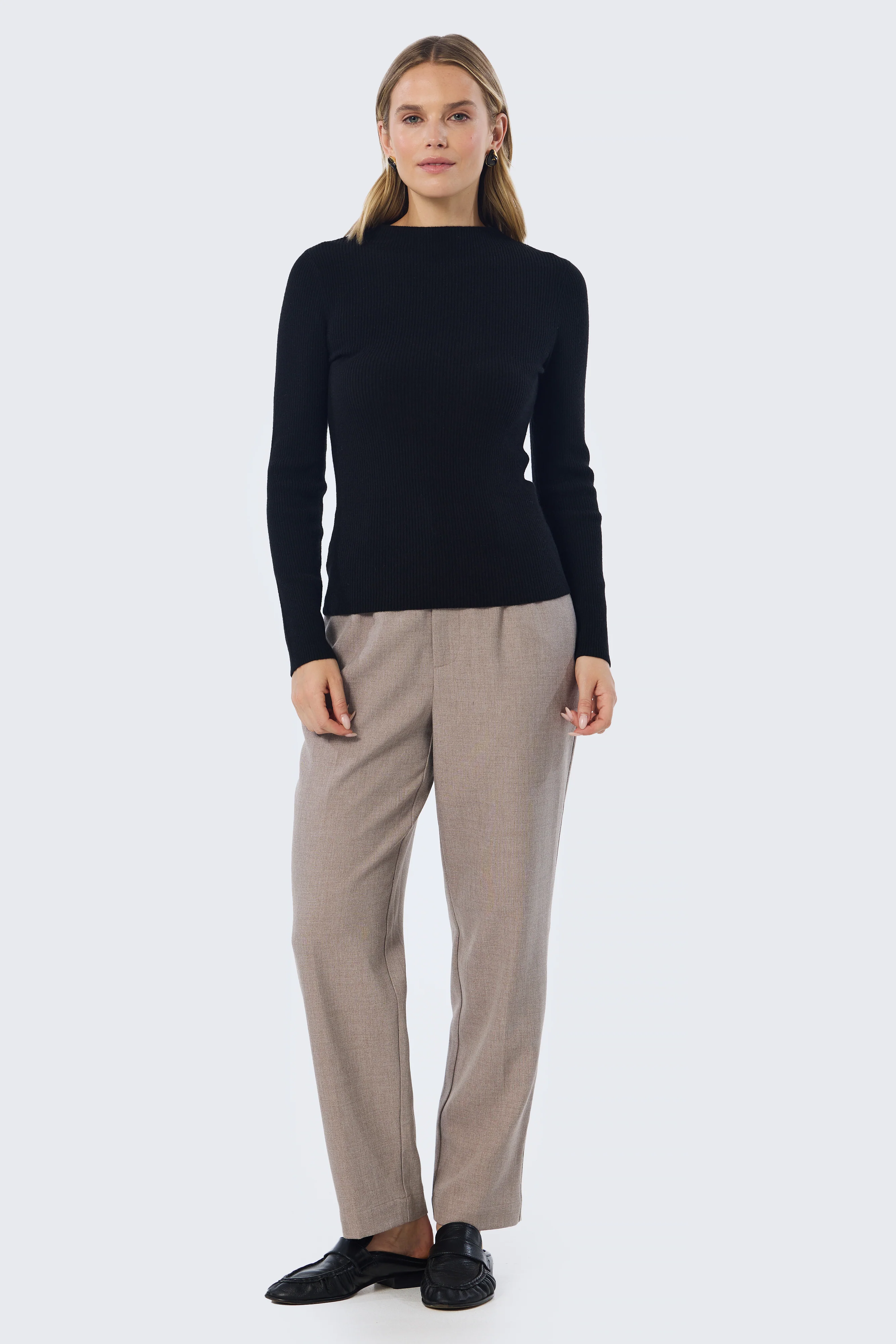 Mock Neck Long Sleeve Knit Top